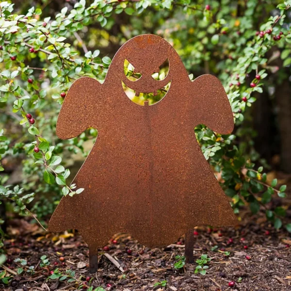 Halloween Gartenstecker Gespenst aus Cortenstahl