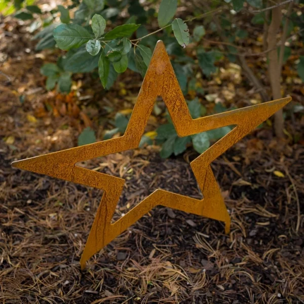 Gartenstecker Stern aus Cortenstahl