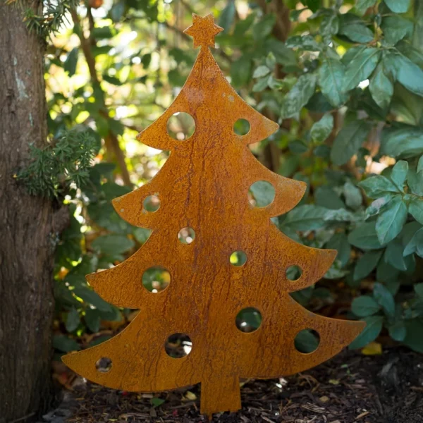 Gartenstecker Tannenbaum aus Cortenstahl